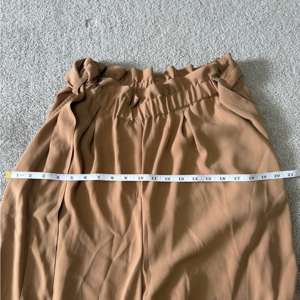 The Drop x Patricia Bright High Rise Paperbag Waist Wide Leg Pants M | Camel - Picture 8 of 8